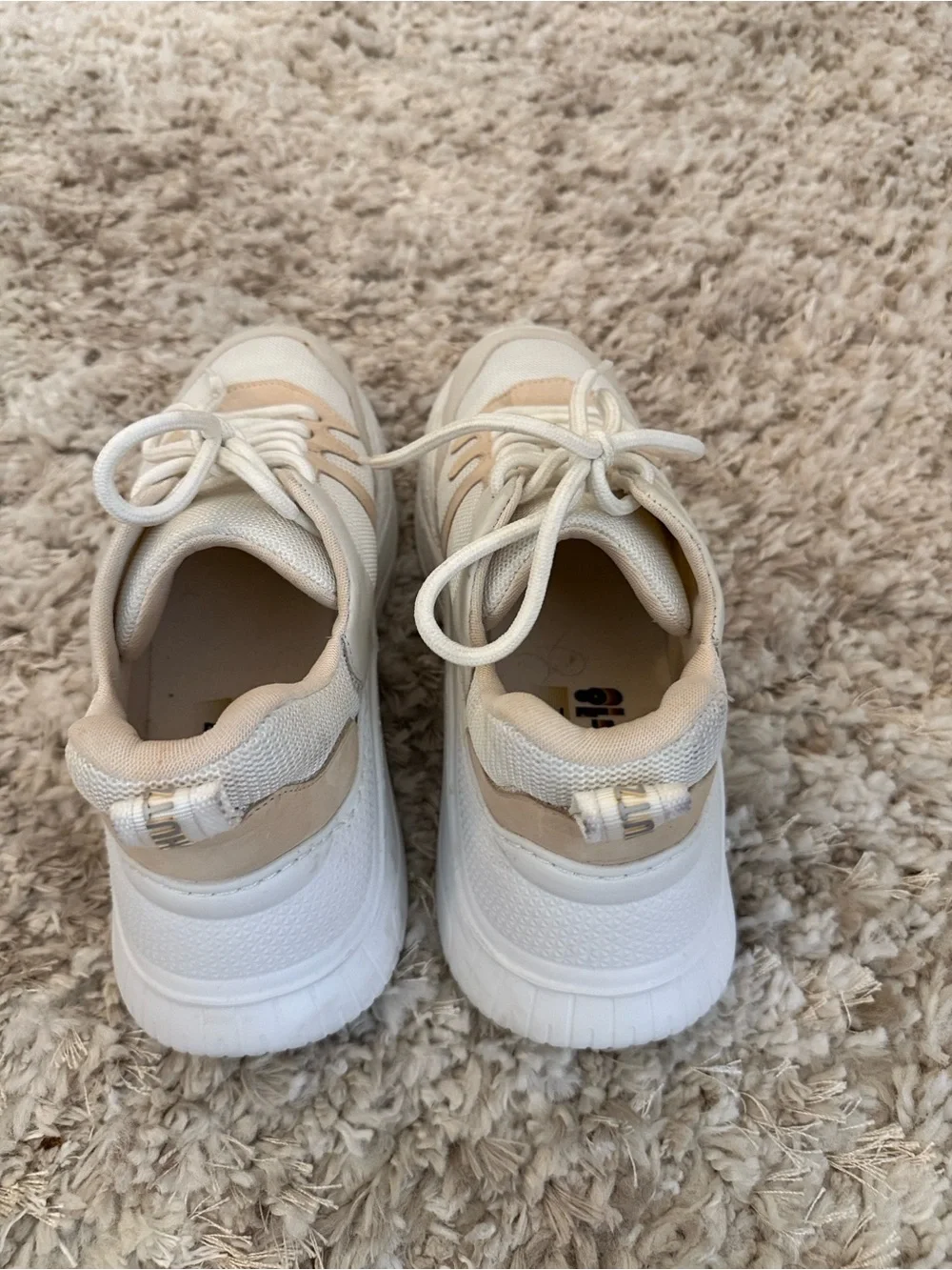 SCHUTZ Beige and White Women's Chunky Sneakers